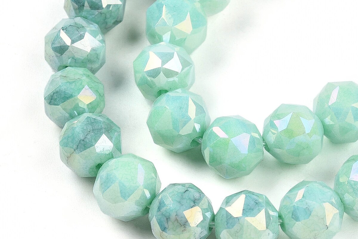 Sirag margele cristale electroplacate in doua nuante aprox. 7-8mm - verde aquamarine AB