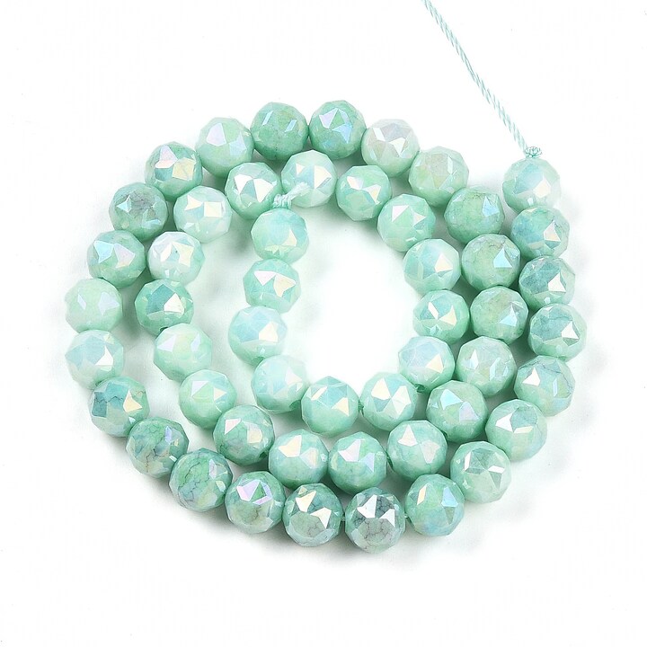 Sirag margele cristale electroplacate in doua nuante aprox. 7-8mm - verde aquamarine AB