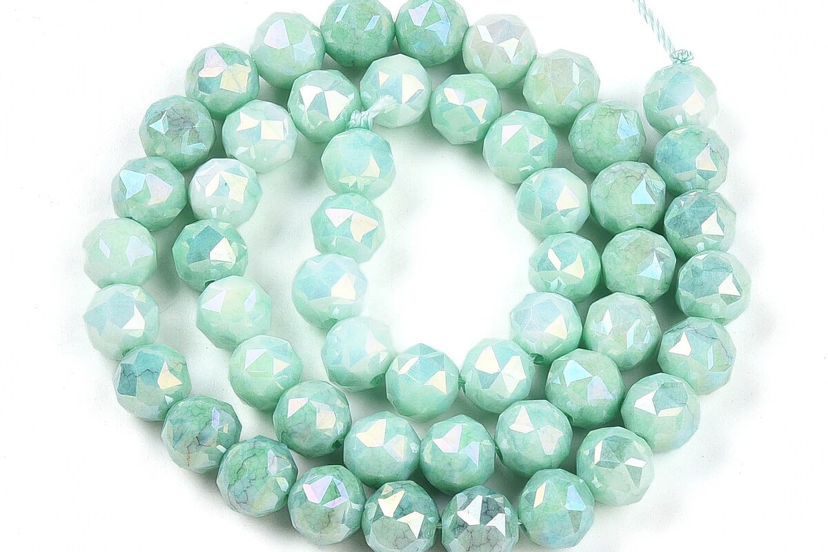Sirag margele cristale electroplacate in doua nuante aprox. 7-8mm - verde aquamarine AB