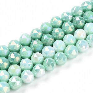 Sirag margele cristale electroplacate in doua nuante aprox. 7-8mm - verde aquamarine AB