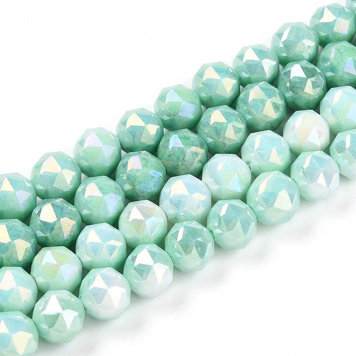 Sirag margele cristale electroplacate in doua nuante aprox. 7-8mm - verde aquamarine AB