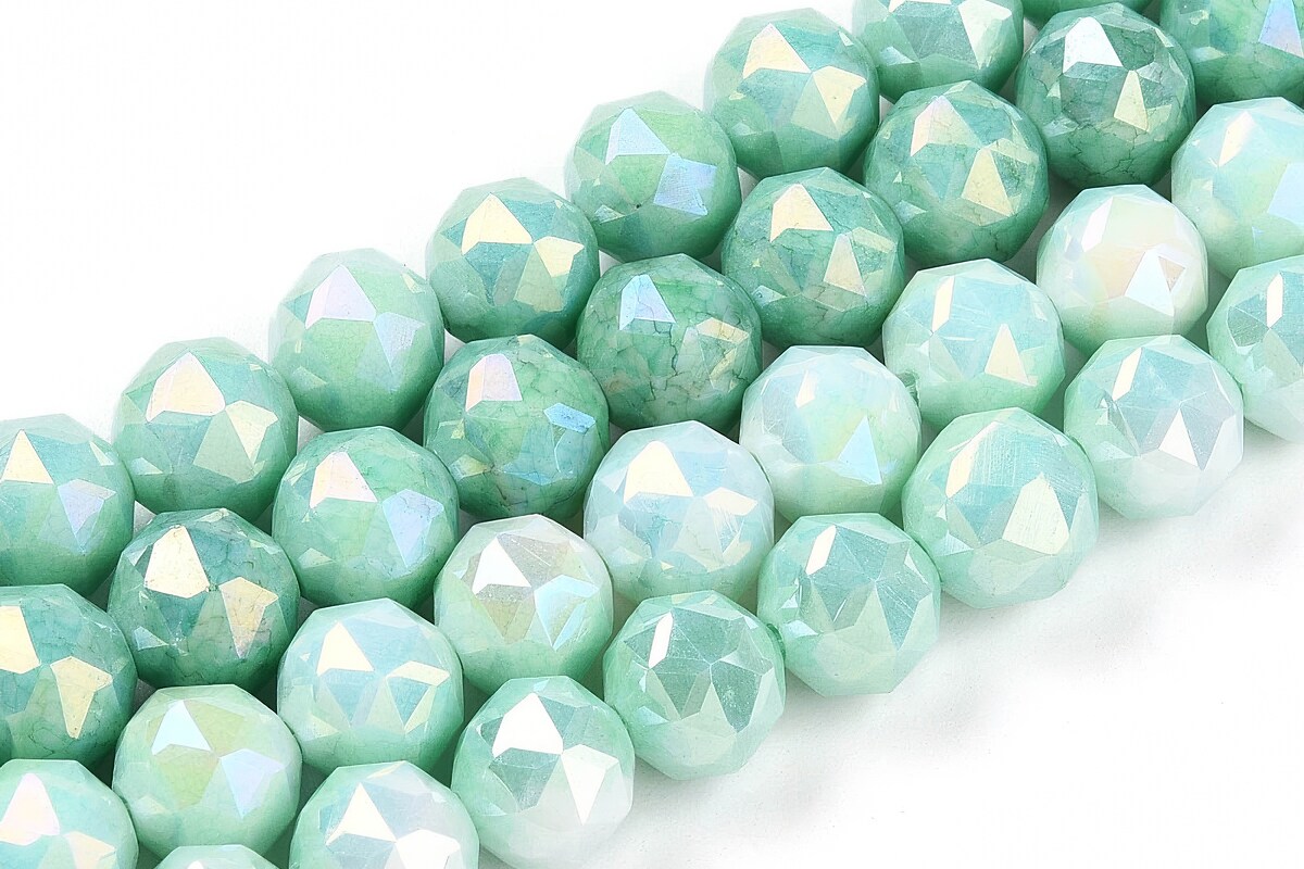 Sirag margele cristale electroplacate in doua nuante aprox. 7-8mm - verde aquamarine AB