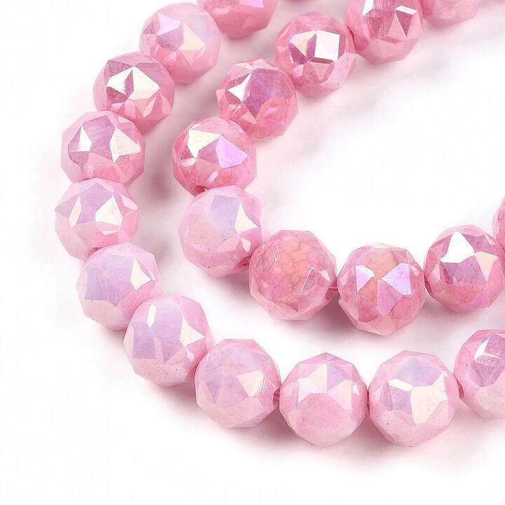 Sirag margele cristale electroplacate in doua nuante aprox. 7-8mm - roz flamingo AB