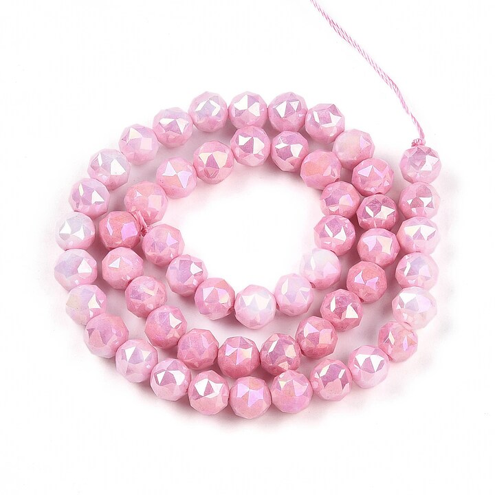 Sirag margele cristale electroplacate in doua nuante aprox. 7-8mm - roz flamingo AB
