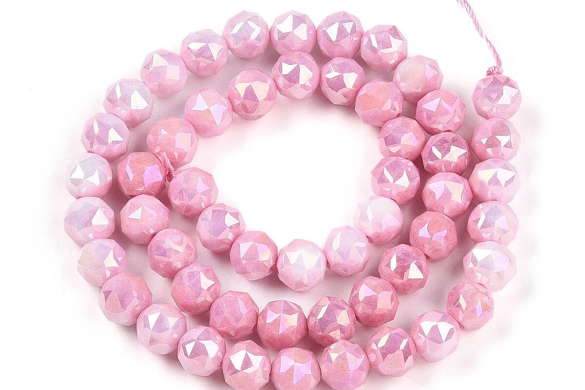 Sirag margele cristale electroplacate in doua nuante aprox. 7-8mm - roz flamingo AB