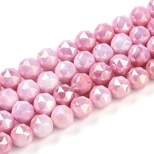 Sirag margele cristale electroplacate in doua nuante aprox. 7-8mm - roz flamingo AB