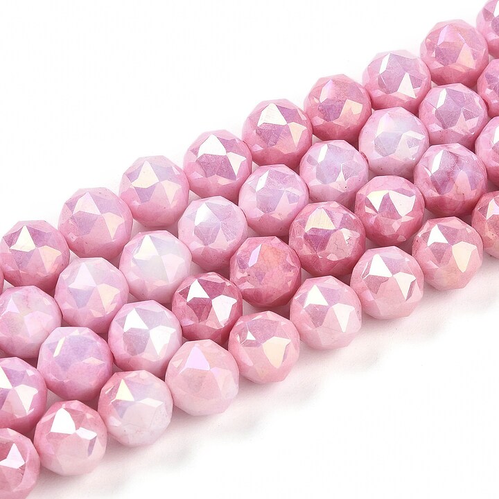 Sirag margele cristale electroplacate in doua nuante aprox. 7-8mm - roz flamingo AB