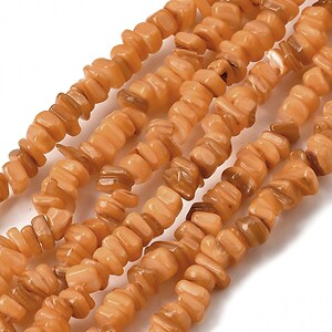 Sirag margele sidef nuggets 4,5-9x4,5-7mm - portocaliu inchis