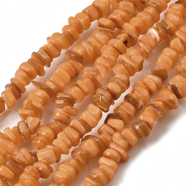 Sirag margele sidef nuggets 4,5-9x4,5-7mm - portocaliu inchis