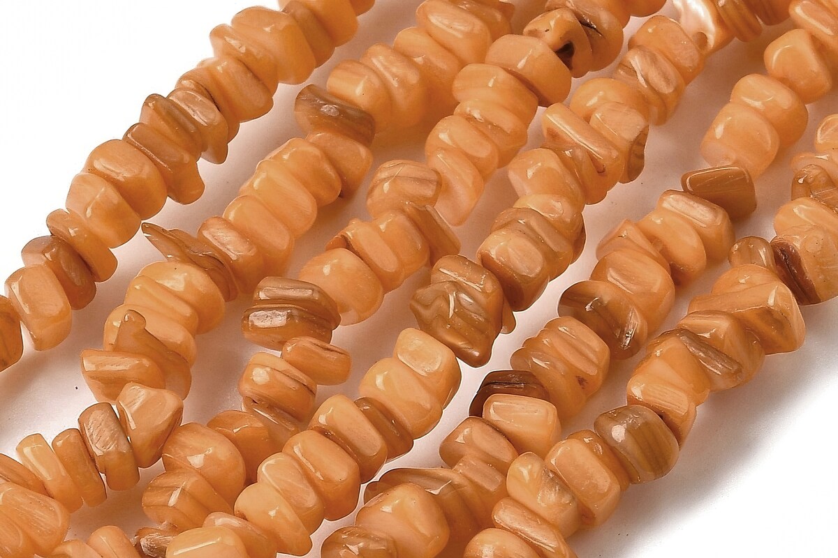 Sirag margele sidef nuggets 4,5-9x4,5-7mm - portocaliu inchis