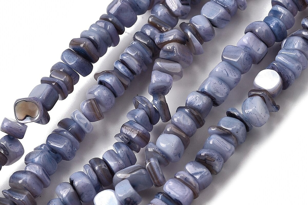 Sirag margele sidef nuggets 4,5-9x4,5-7mm - albastru denim