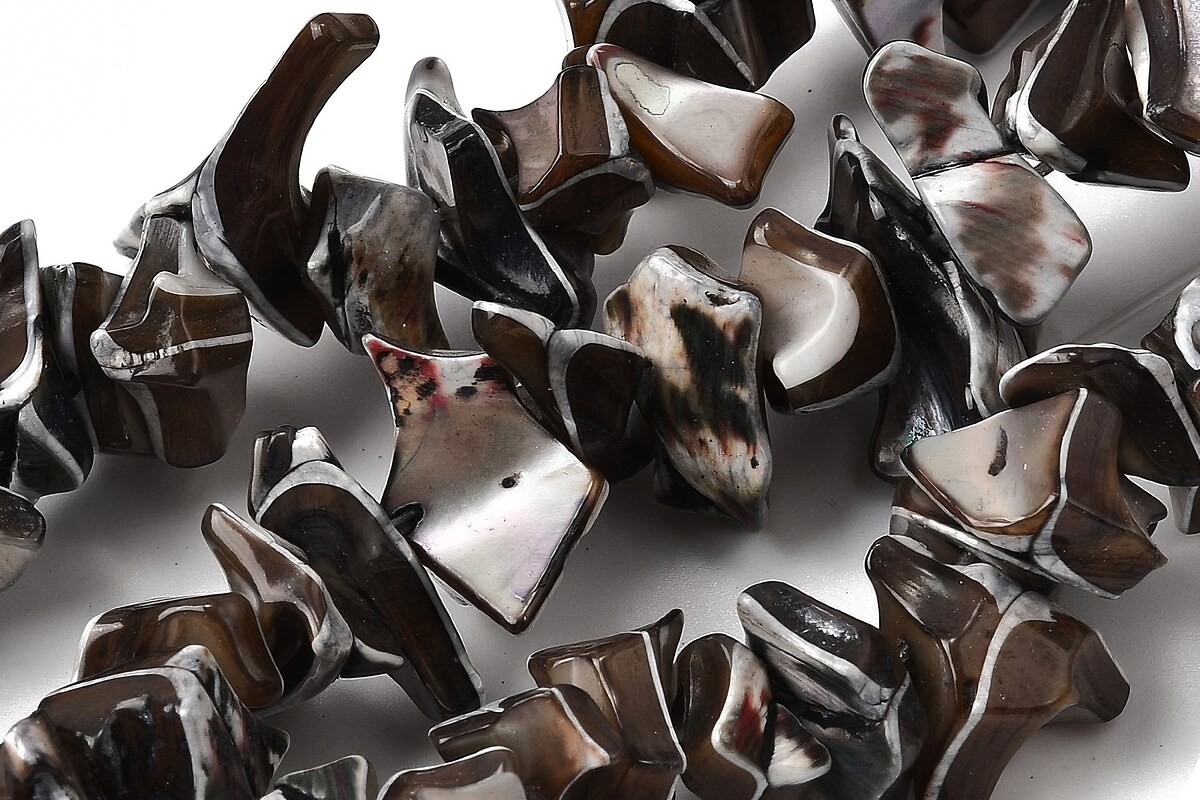 Sirag margele sidef (Trochus Shell) nuggets 5-22x7-15mm - maro inchis