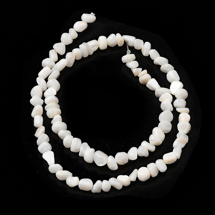 Sirag margele sidef nuggets 3,5-6,5x4-6mm - alb crem