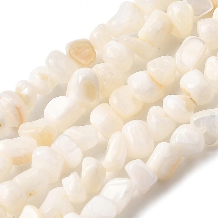 Sirag margele sidef nuggets 3,5-6,5x4-6mm - alb crem
