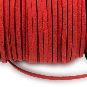 Snur suede (imitatie piele intoarsa), 3x1mm, rosu (5m)