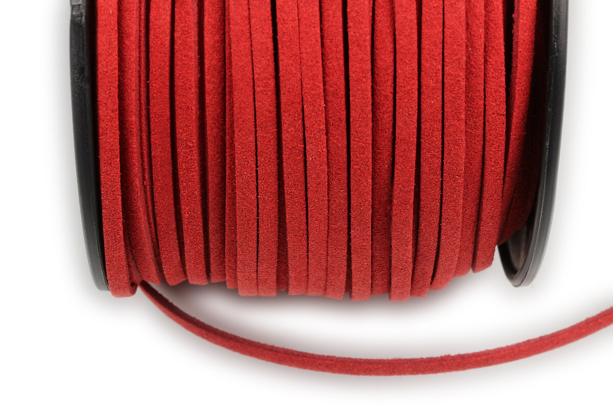 Snur suede (imitatie piele intoarsa), 3x1mm, rosu (5m)