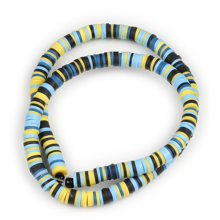 Sirag margele Heishi rondele din lut polimeric 6x0,5-1mm - mix albastru inchis
