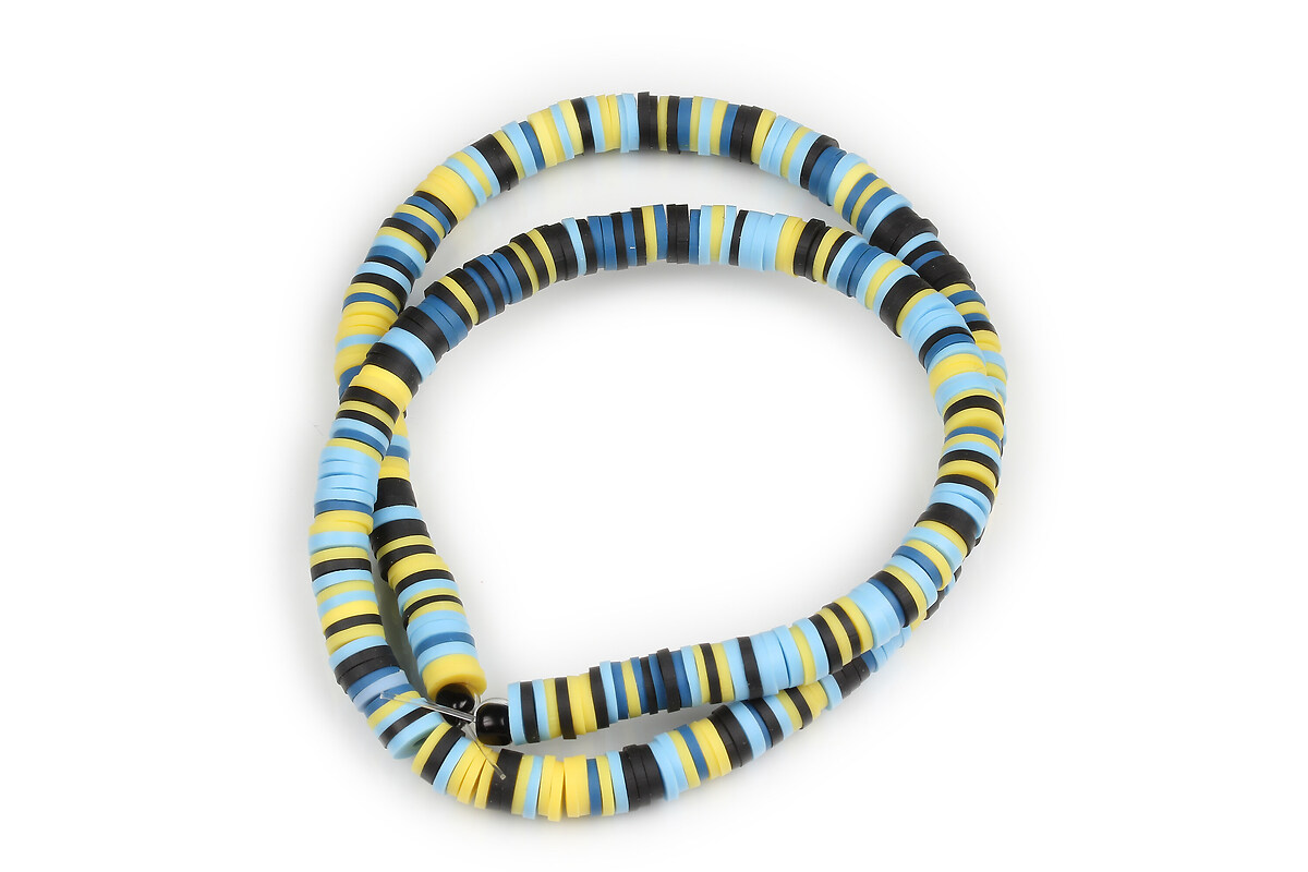 Sirag margele Heishi rondele din lut polimeric 6x0,5-1mm - mix albastru inchis