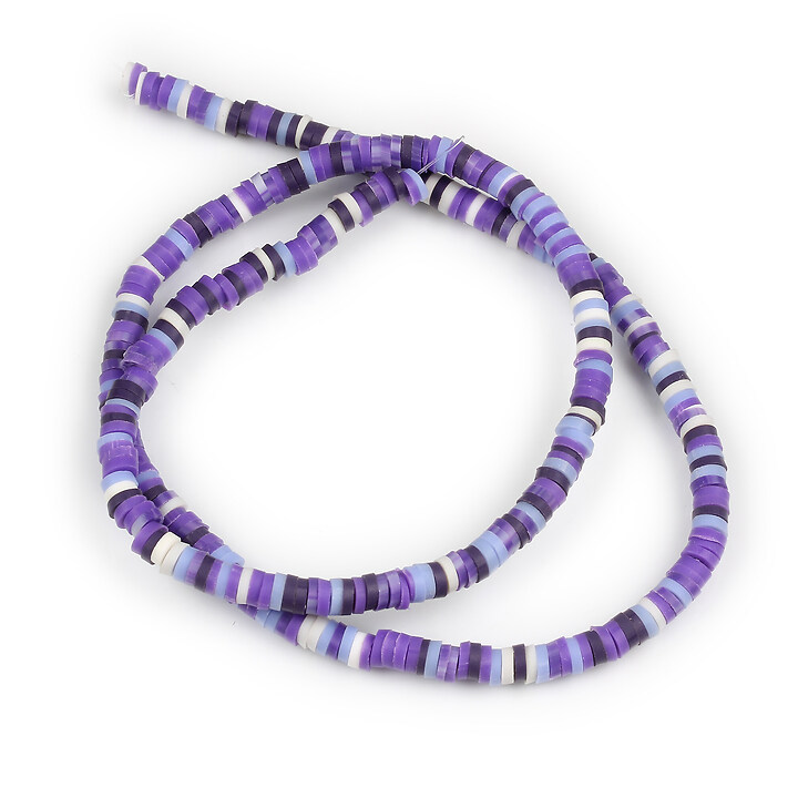 Sirag margele Heishi rondele din lut polimeric 4x0,5mm - mov