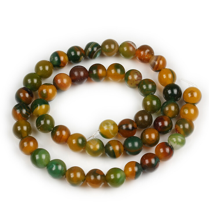 Margele agate striped sfere 8mm (sirag) - galben