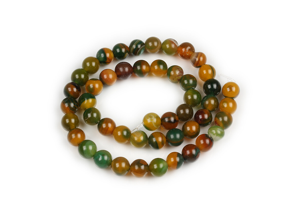 Margele agate striped sfere 8mm (sirag) - galben