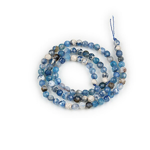 Margele agate sfere fatetate 4mm (sirag) - albastru deschis