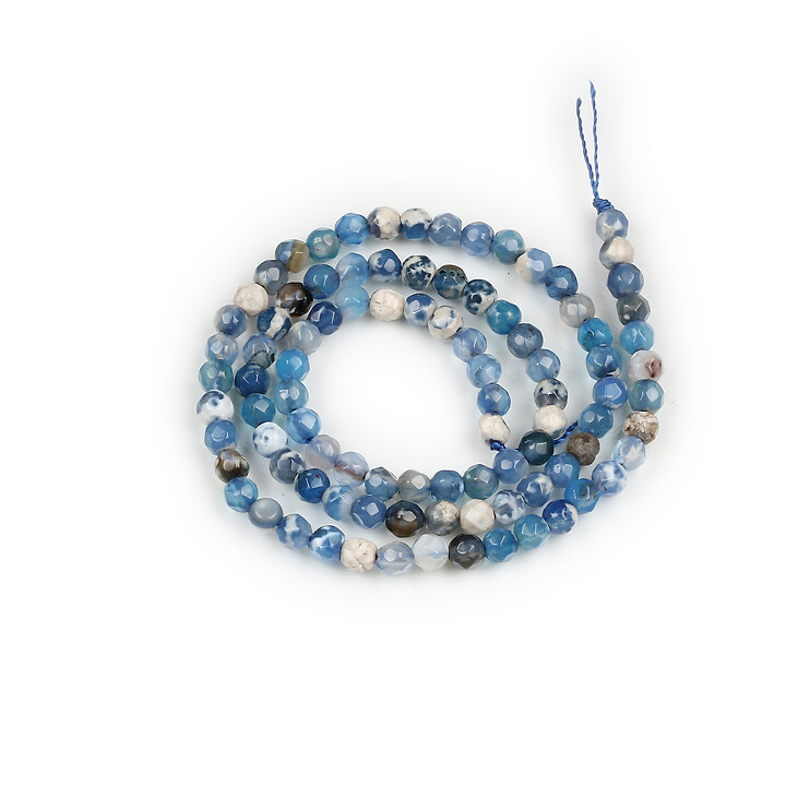 Margele agate sfere fatetate 4mm (sirag) - albastru deschis