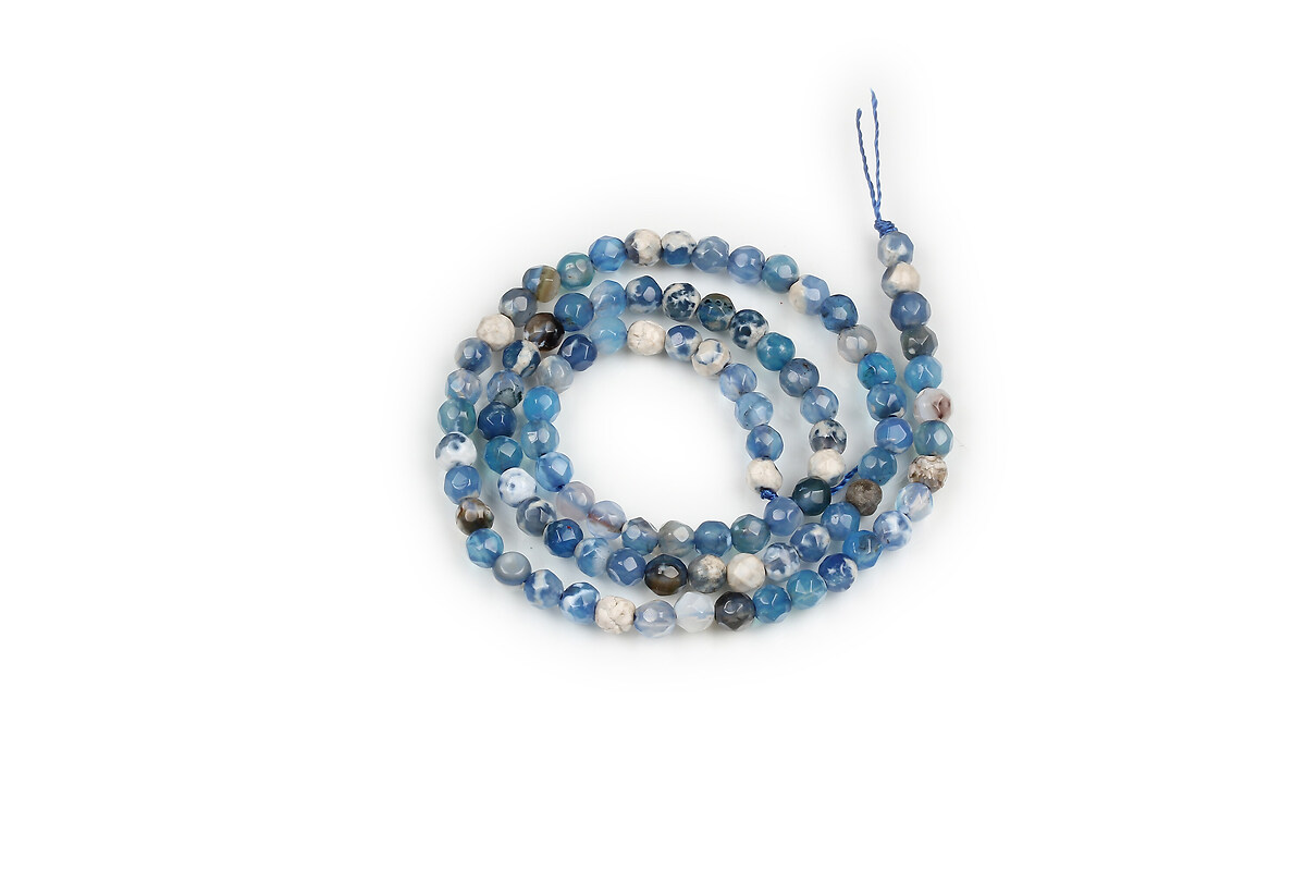 Margele agate sfere fatetate 4mm (sirag) - albastru deschis