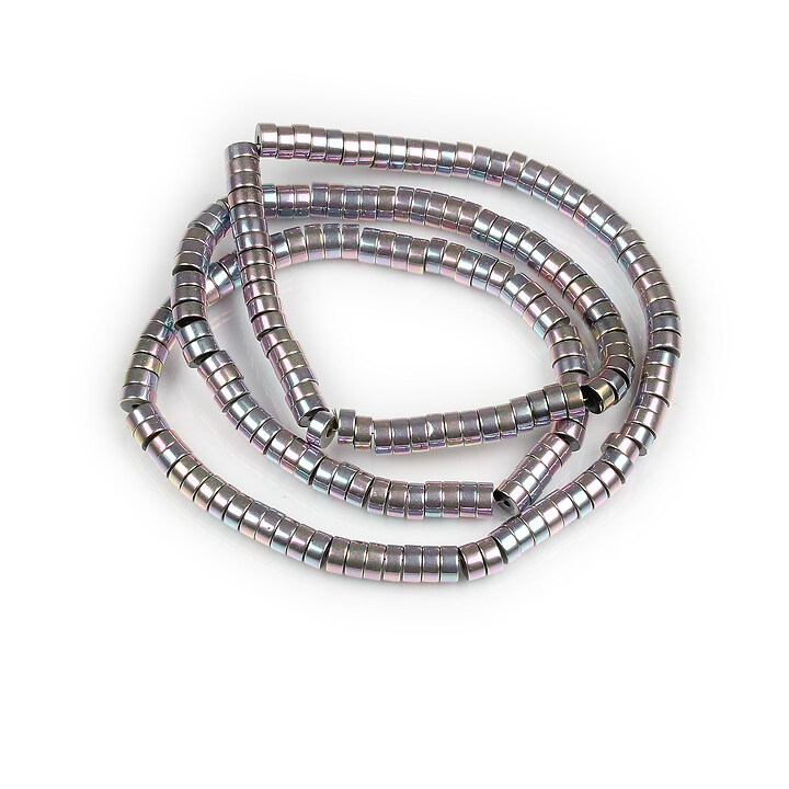Margele hematit electroplacat stil heishi rondele placate auriu roz 2x4mm (sirag)