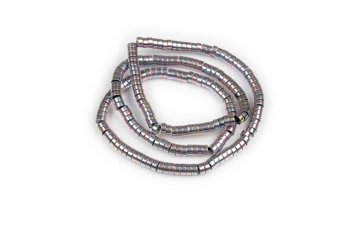 Margele hematit electroplacat stil heishi rondele placate auriu roz 2x4mm (sirag)