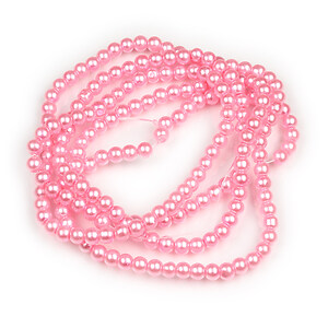 Sirag perle de sticla lucioase, sfere 4mm - roz (aprox. 210 buc.)