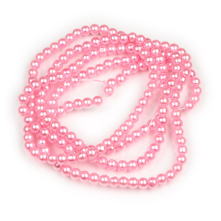 Sirag perle de sticla lucioase, sfere 4mm - roz (aprox. 210 buc.)