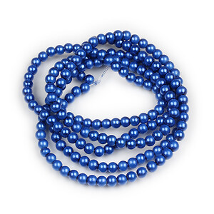 Sirag perle de sticla lucioase, sfere 4mm - albastru cobalt (aprox. 210 buc.)