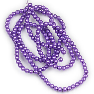Sirag perle de sticla lucioase, sfere 4mm - mov lavanda (aprox. 210 buc.)