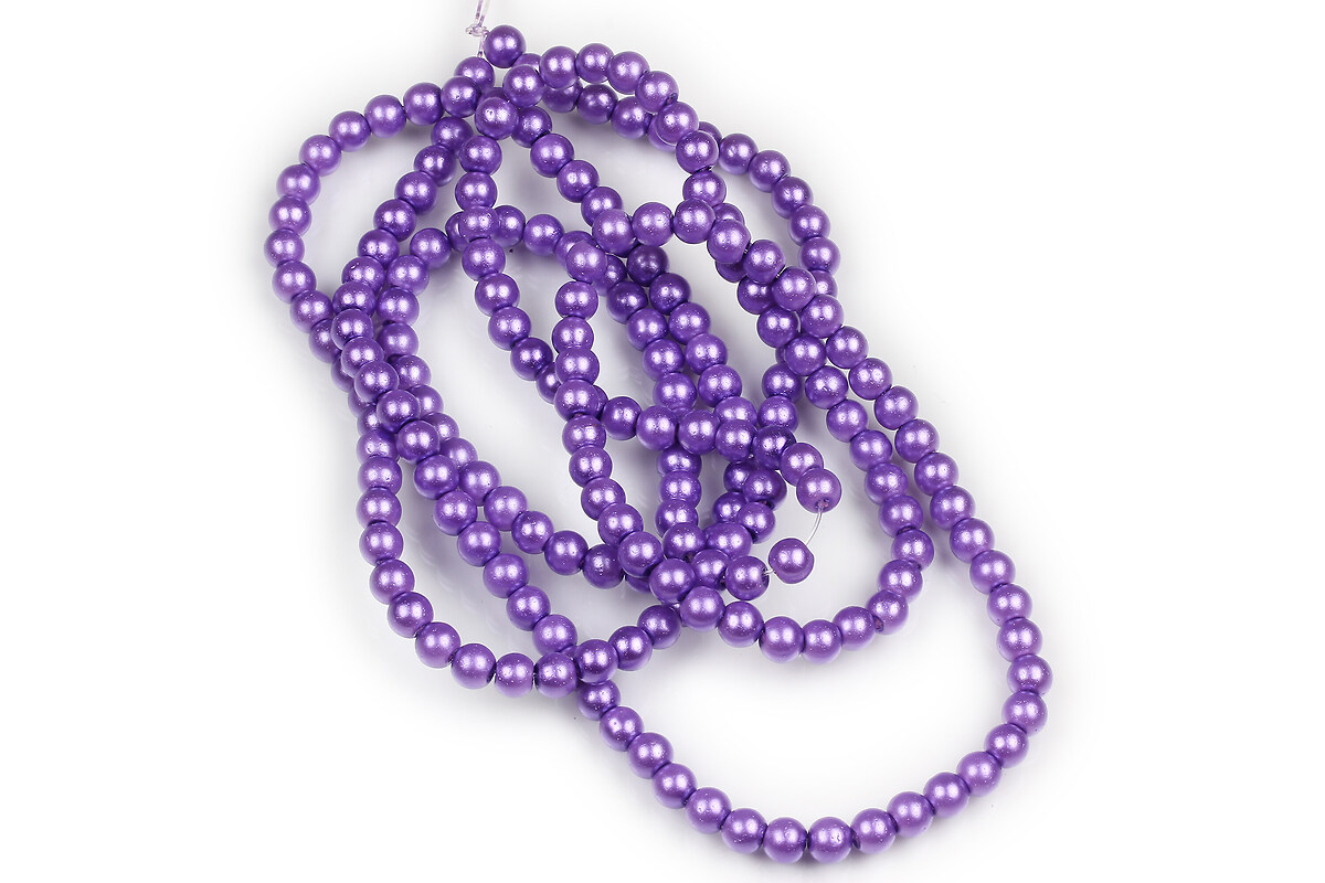 Sirag perle de sticla lucioase, sfere 4mm - mov lavanda (aprox. 210 buc.)