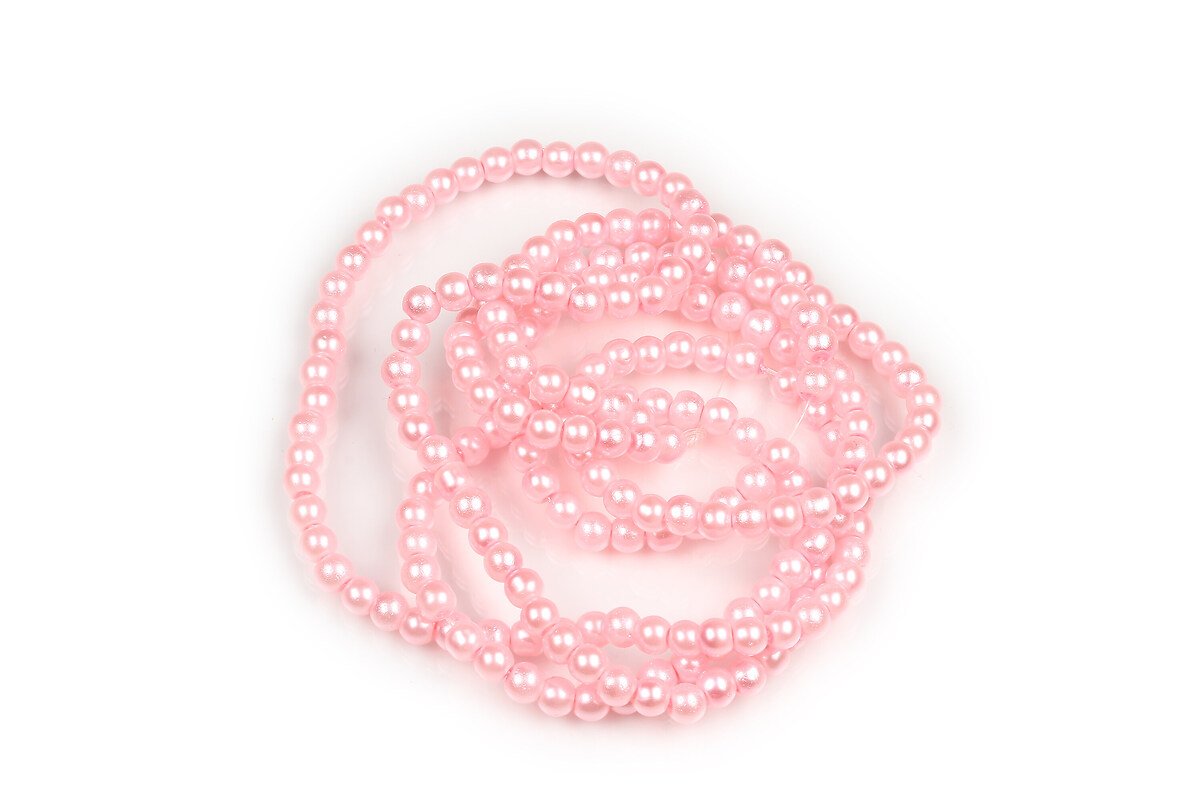 Sirag perle de sticla lucioase, sfere 4mm - roz deschis (aprox. 210 buc.)