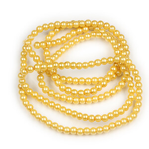Sirag perle de sticla lucioase, sfere 4mm - auriu (aprox. 210 buc.)