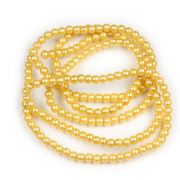 Sirag perle de sticla lucioase, sfere 4mm - auriu (aprox. 210 buc.)