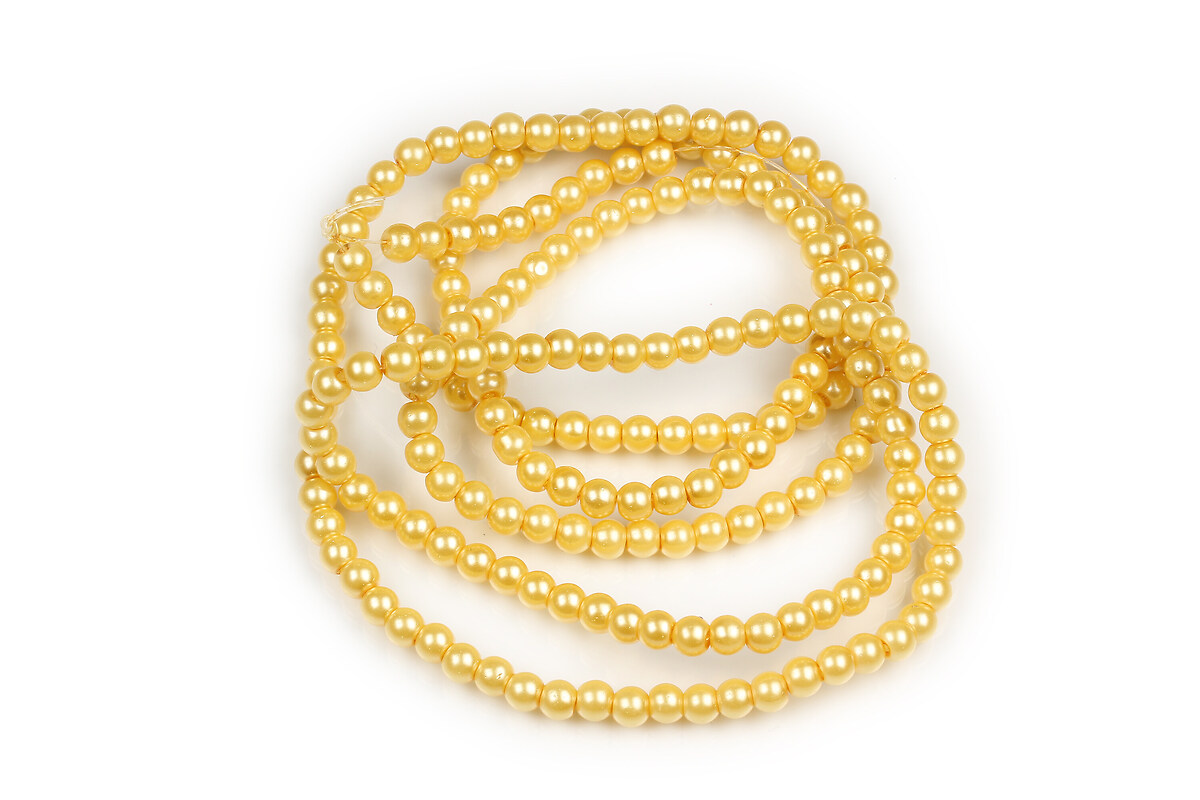 Sirag perle de sticla lucioase, sfere 4mm - auriu (aprox. 210 buc.)