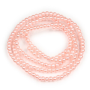 Sirag perle de sticla lucioase, sfere 4mm - roz pal (aprox. 210 buc.)