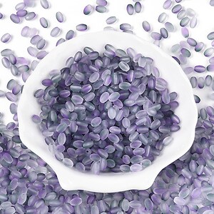 Margele de sticla frosted in doua culori, ovale 6,5x4-4,5mm - mov plum (10 grame)