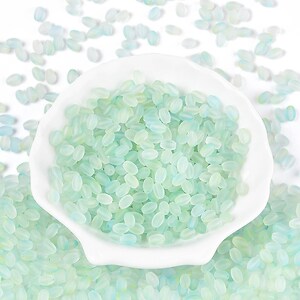 Margele de sticla frosted in doua culori, ovale 6,5x4-4,5mm - aquamarine (10 grame)