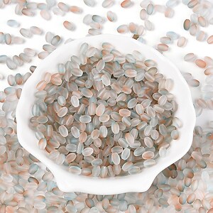 Margele de sticla frosted in doua culori, ovale 6,5x4-4,5mm - maro gri (10 grame)
