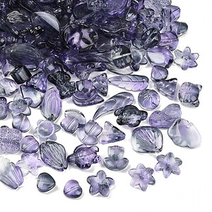 Margele de sticla gradient forme mixte 8-23x8-20mm - mov (50 grame)