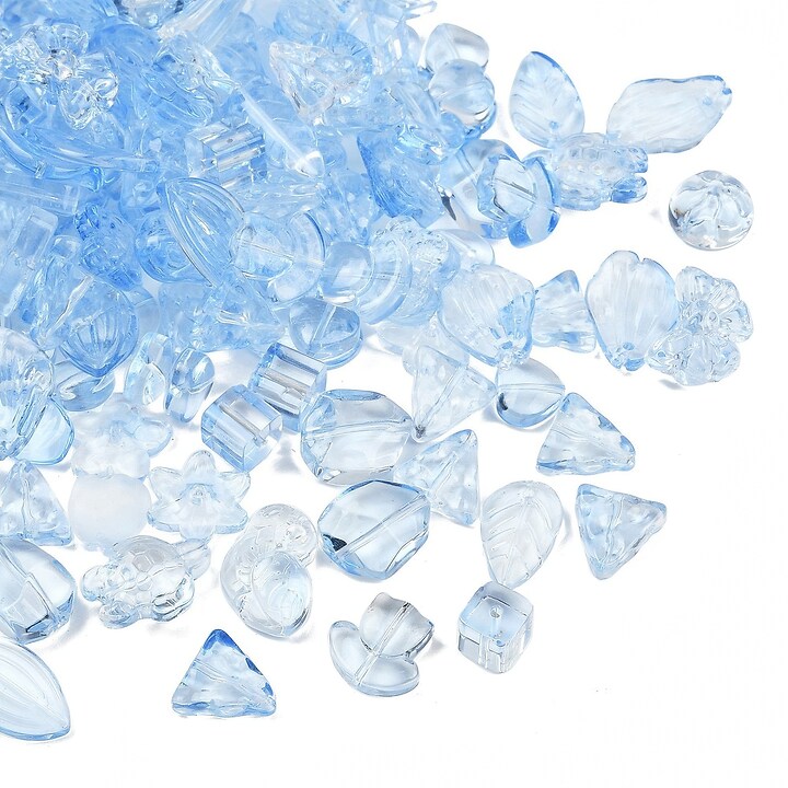 Margele de sticla gradient forme mixte 8-23x8-20mm - albastru deschis (50 grame)