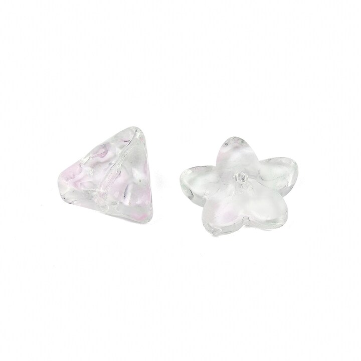 Margele de sticla gradient forme mixte 8-23x8-20mm - verde roz (50 grame)