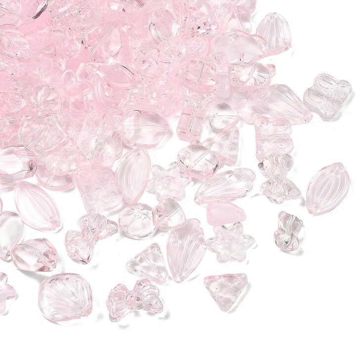 Margele de sticla gradient forme mixte 8-23x8-20mm - roz (50 grame)