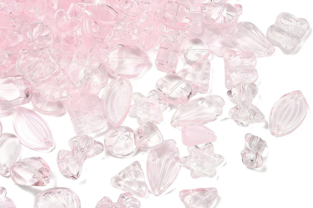 Margele de sticla gradient forme mixte 8-23x8-20mm - roz (50 grame)