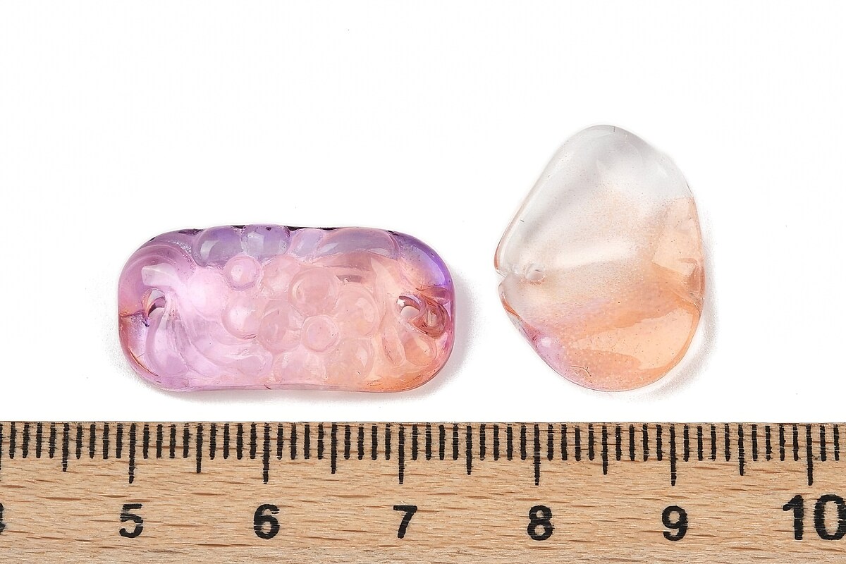 Margele de sticla gradient forme mixte 8-23x8-20mm - roz corai (50 grame)