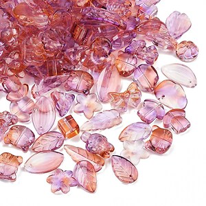 Margele de sticla gradient forme mixte 8-23x8-20mm - roz corai (50 grame)